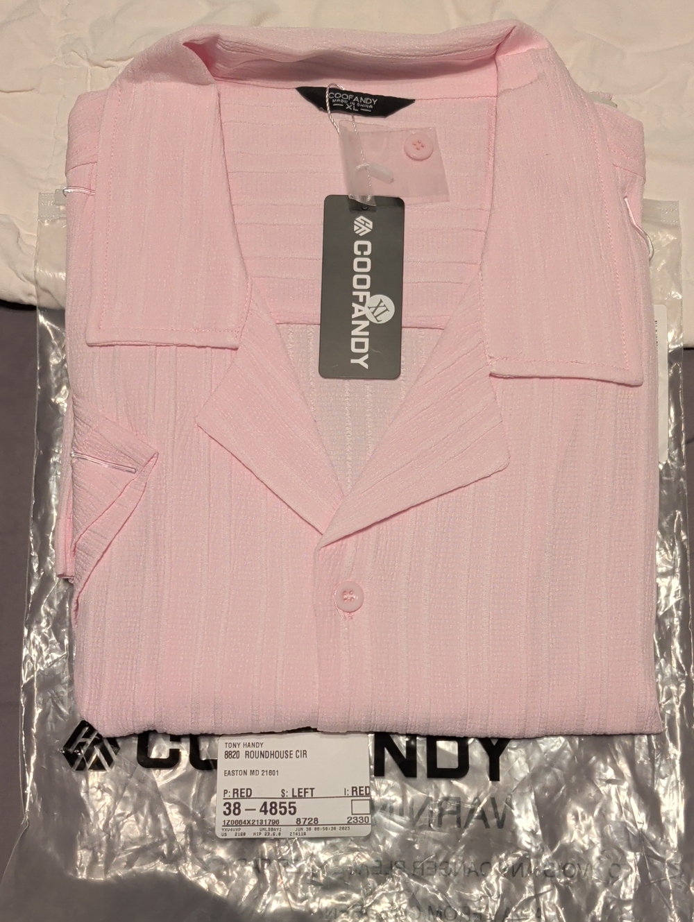Coop & Candy Men's Light Pink Short-Sleeve Button-Down Shirt